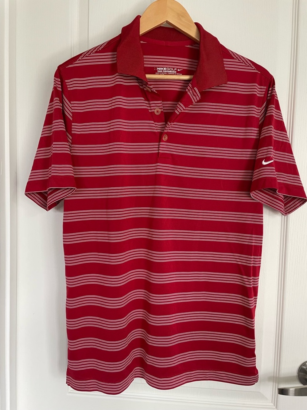 Nike Golf Polo Red and White Striped Men Size S